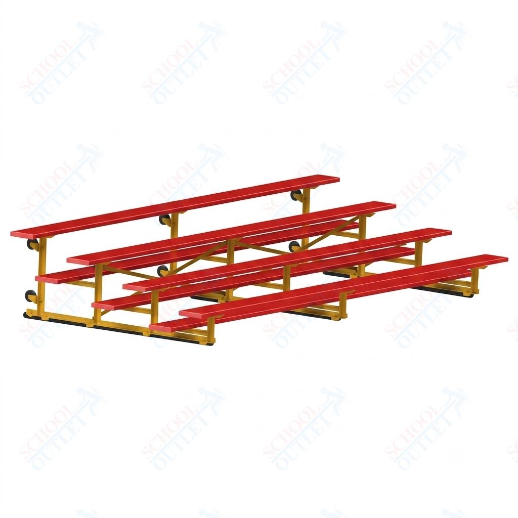 Jaypro Sports Bleacher - 4 Row - Tip & Roll, Single Foot Plank, Powder Coated - 15' L (BLCH-4TRGPC) - SchoolOutlet