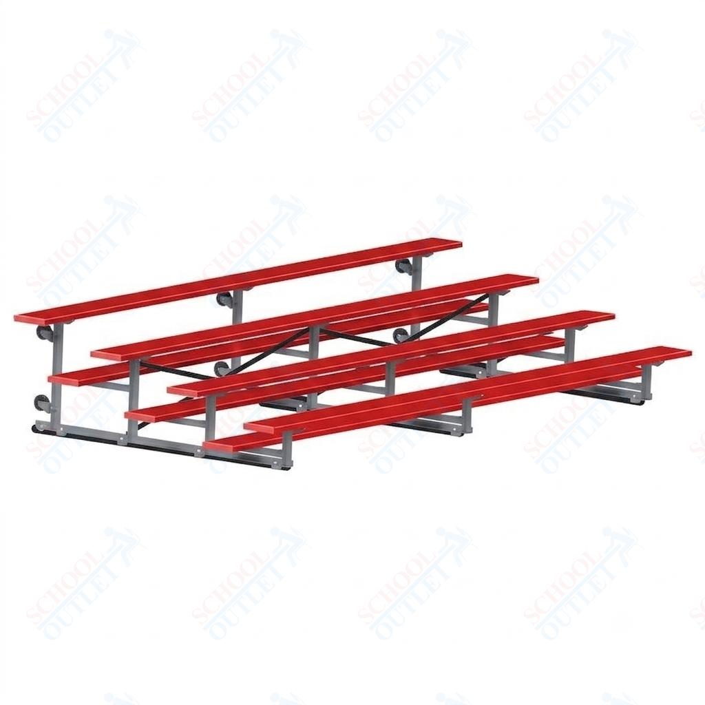 Jaypro Sports Bleacher - 4 Row - Tip & Roll, Single Foot Plank, Powder Coated - 15' L (BLCH-4TRGPC) - SchoolOutlet