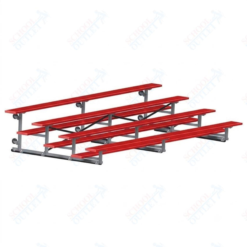Jaypro Sports Bleacher - 4 Row - Tip & Roll, Single Foot Plank, Powder Coated - 15' L (BLCH-4TRGPC) - SchoolOutlet