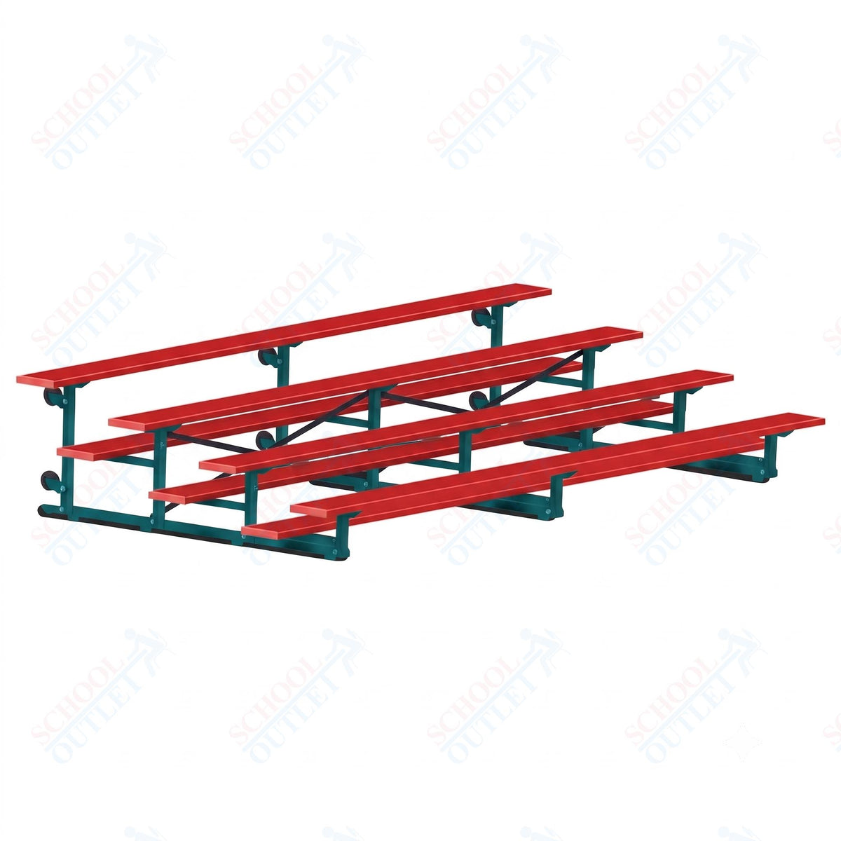 Jaypro Sports Bleacher - 4 Row - Tip & Roll, Single Foot Plank, Powder Coated - 15' L (BLCH-4TRGPC) - SchoolOutlet