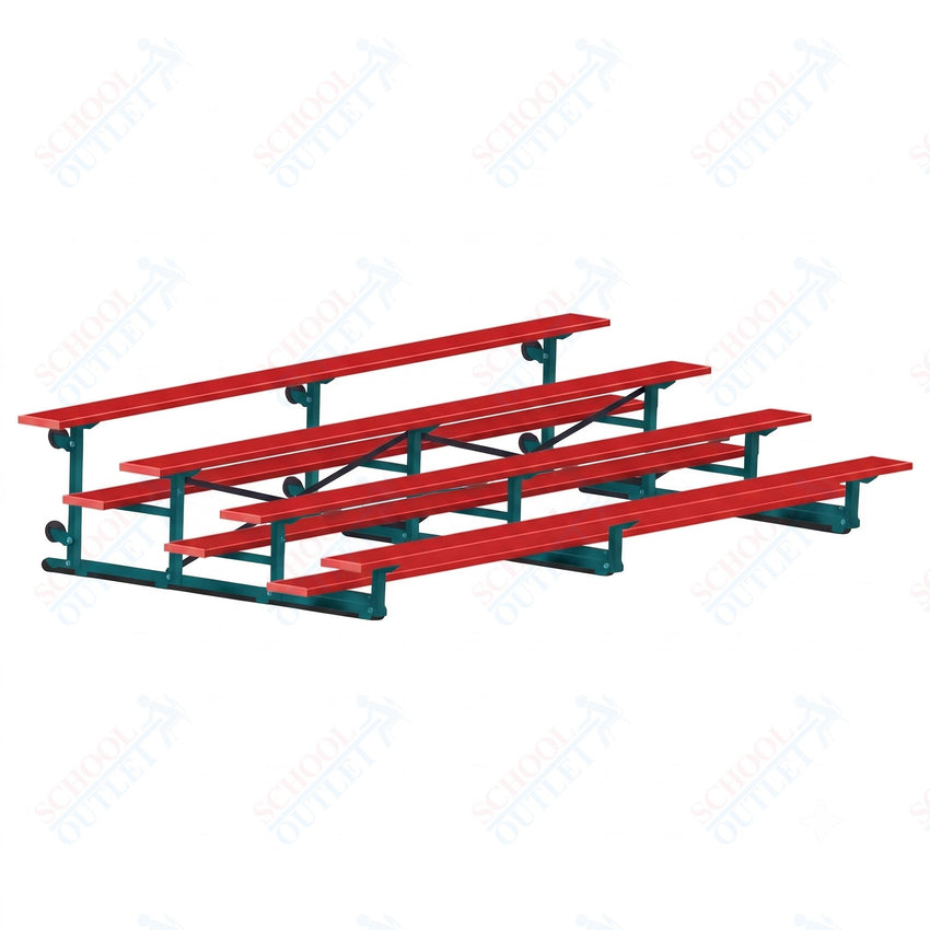 Jaypro Sports Bleacher - 4 Row - Tip & Roll, Single Foot Plank, Powder Coated - 15' L (BLCH-4TRGPC) - SchoolOutlet