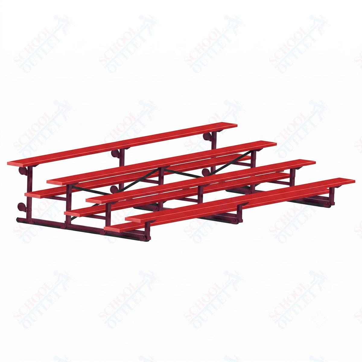 Jaypro Sports Bleacher - 4 Row - Tip & Roll, Single Foot Plank, Powder Coated - 15' L (BLCH-4TRGPC) - SchoolOutlet