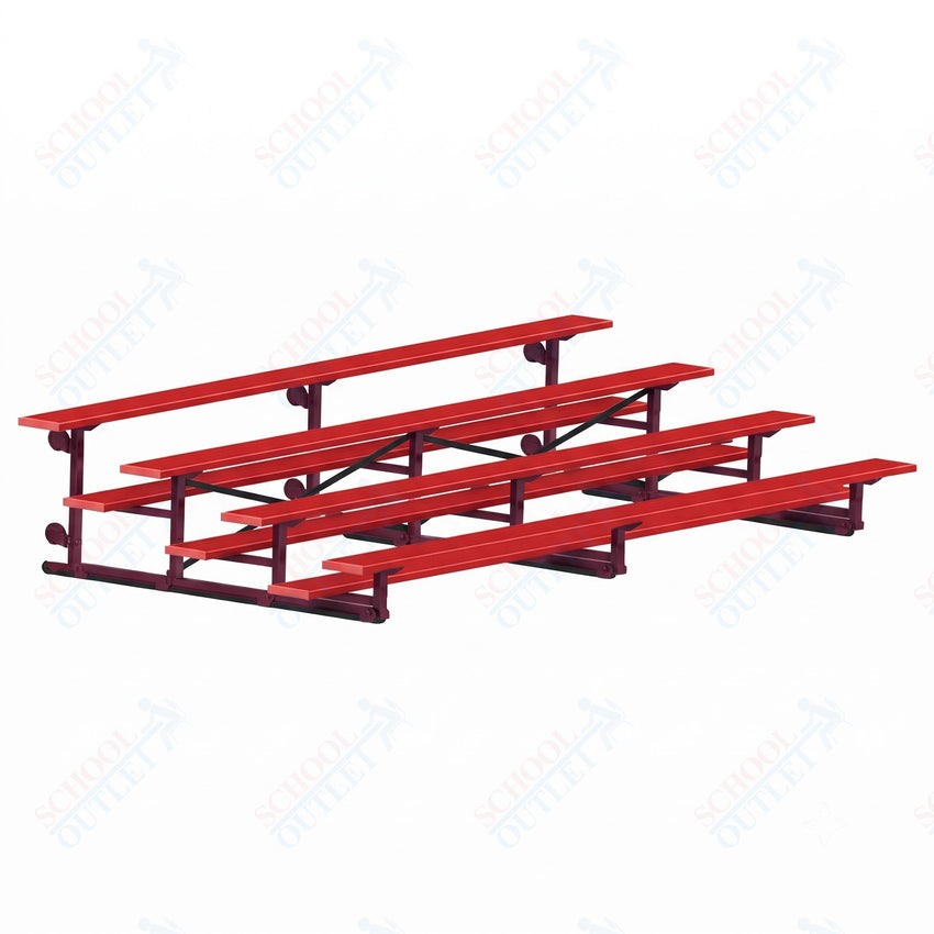 Jaypro Sports Bleacher - 4 Row - Tip & Roll, Single Foot Plank, Powder Coated - 15' L (BLCH-4TRGPC) - SchoolOutlet