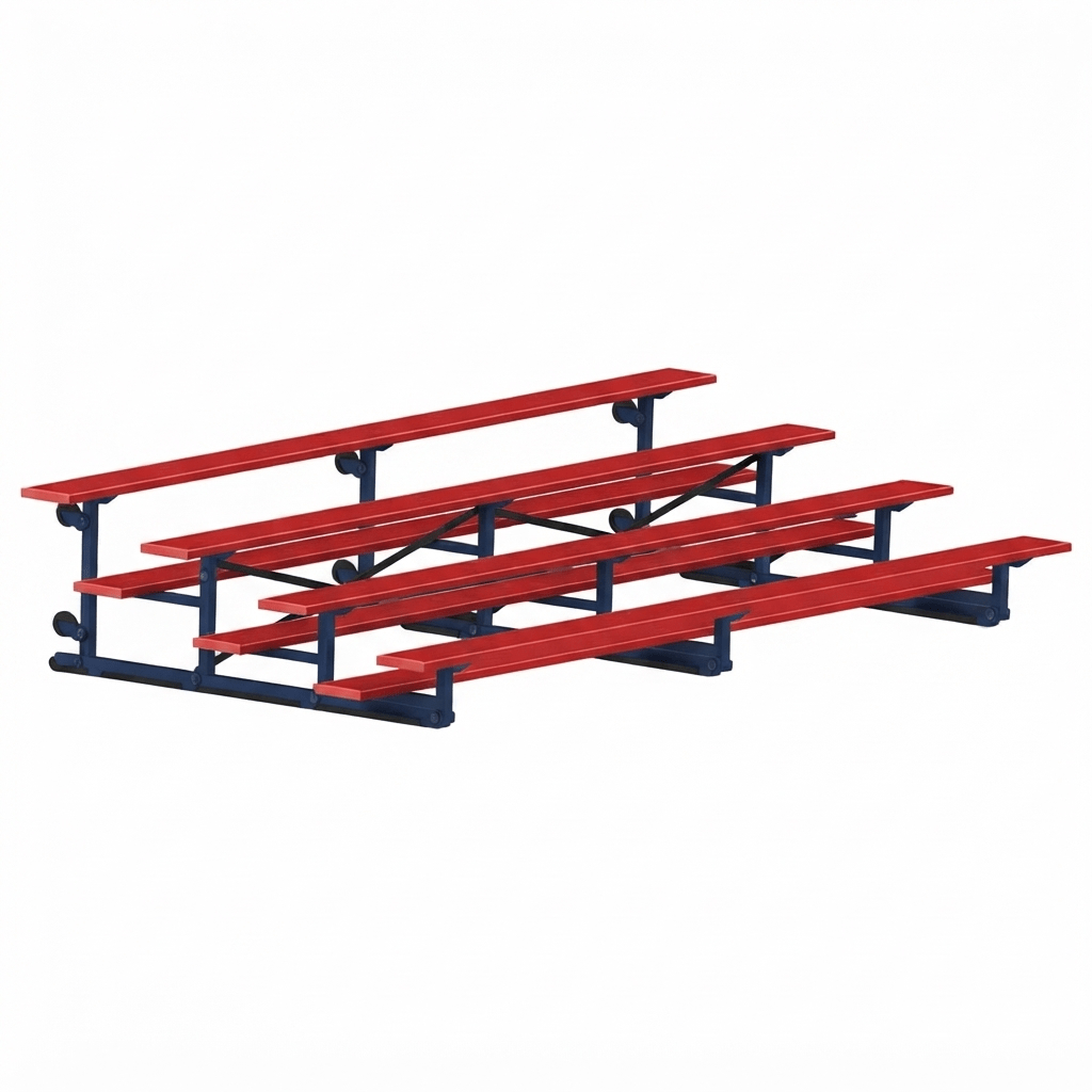 Jaypro Sports Bleacher - 4 Row - Tip & Roll, Single Foot Plank, Powder Coated - 15' L (BLCH-4TRGPC) - SchoolOutlet