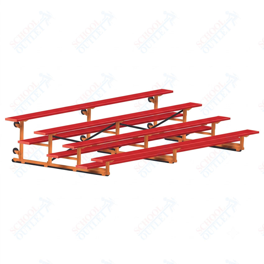 Jaypro Sports Bleacher - 4 Row - Tip & Roll, Single Foot Plank, Powder Coated - 15' L (BLCH-4TRGPC) - SchoolOutlet