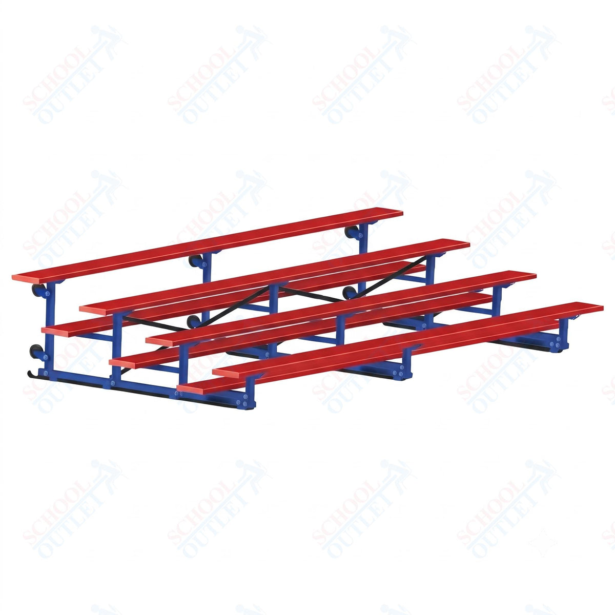 Jaypro Sports Bleacher - 4 Row - Tip & Roll, Single Foot Plank, Powder Coated - 15' L (BLCH-4TRGPC) - SchoolOutlet