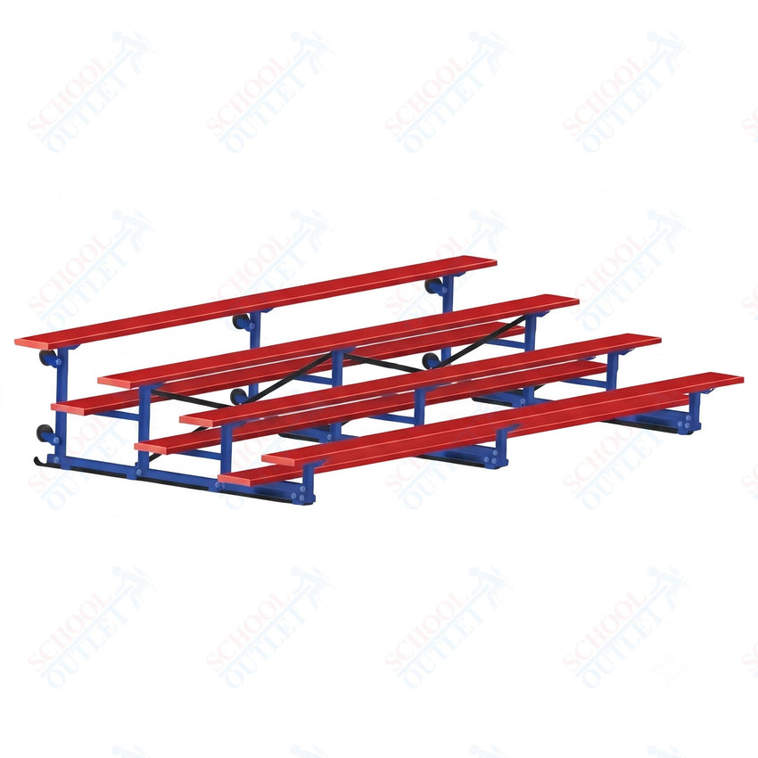 Jaypro Sports Bleacher - 4 Row - Tip & Roll, Single Foot Plank, Powder Coated - 15' L (BLCH-4TRGPC) - SchoolOutlet