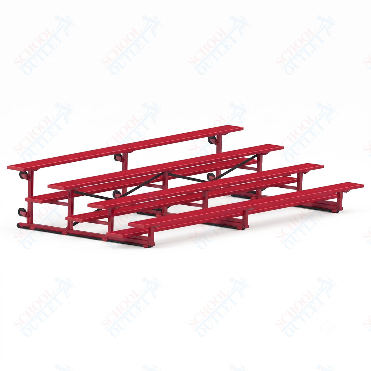 Jaypro Sports Bleacher - 4 Row - Tip & Roll, Single Foot Plank, Powder Coated - 15' L (BLCH-4TRGPC) - SchoolOutlet