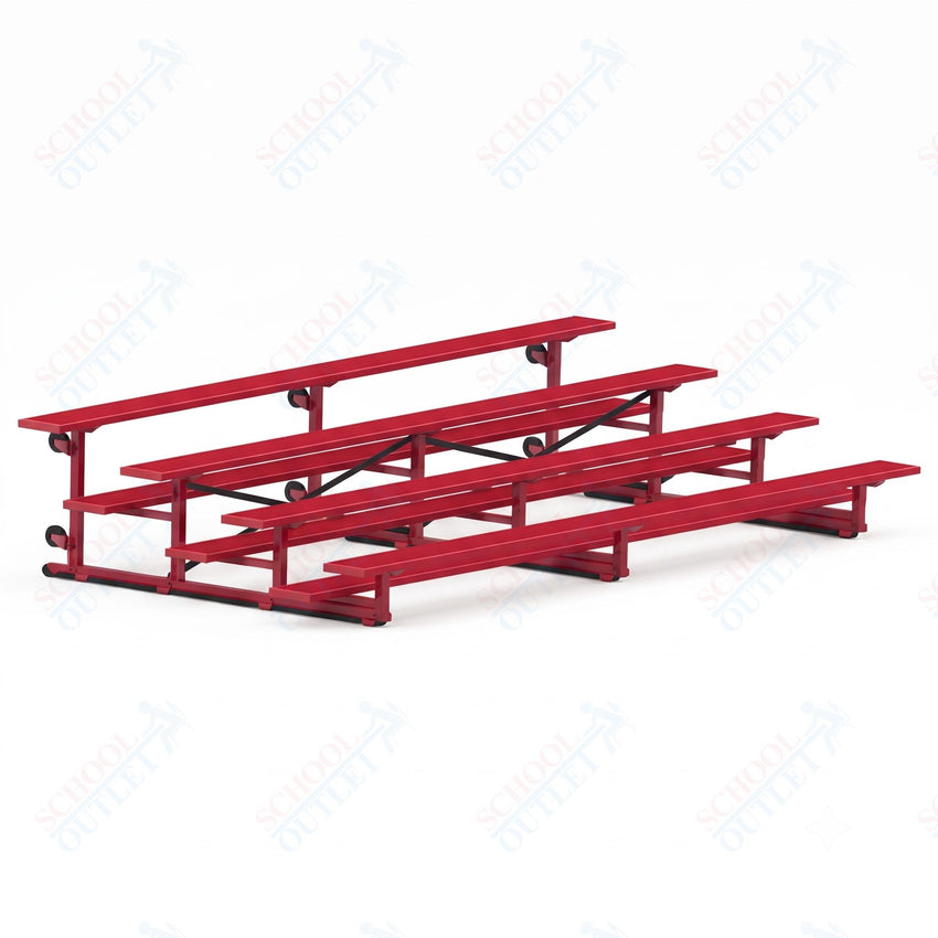 Jaypro Sports Bleacher - 4 Row - Tip & Roll, Single Foot Plank, Powder Coated - 15' L (BLCH-4TRGPC) - SchoolOutlet