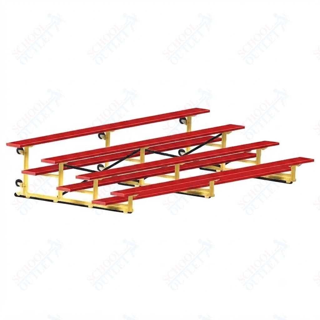 Jaypro Sports Bleacher - 4 Row - Tip & Roll, Single Foot Plank, Powder Coated - 15' L (BLCH-4TRGPC) - SchoolOutlet