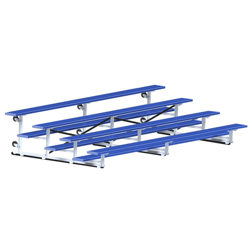 Jaypro Sports Bleacher - 4 Row - Tip & Roll, Single Foot Plank, Powder Coated - 15' L (BLCH-4TRGPC) - SchoolOutlet