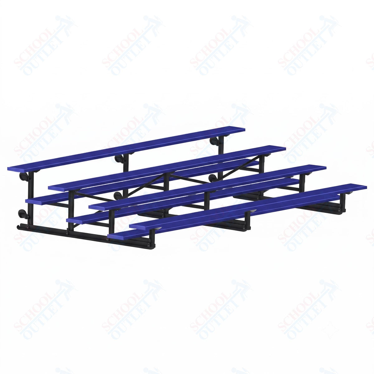 Jaypro Sports Bleacher - 4 Row - Tip & Roll, Single Foot Plank, Powder Coated - 15' L (BLCH-4TRGPC) - SchoolOutlet