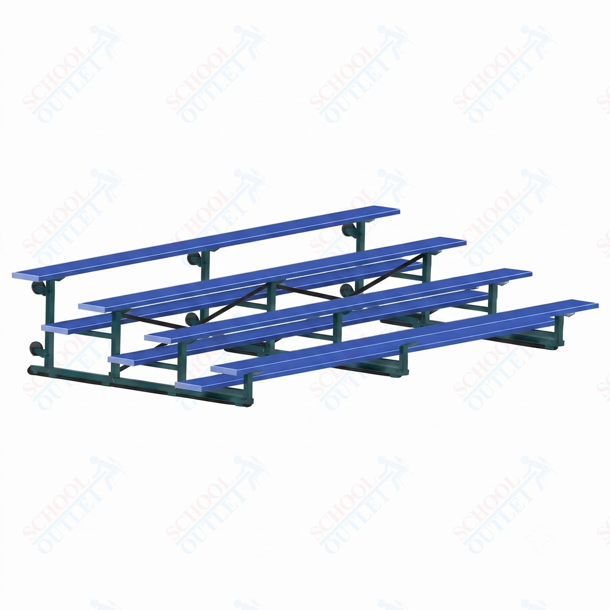 Jaypro Sports Bleacher - 4 Row - Tip & Roll, Single Foot Plank, Powder Coated - 15' L (BLCH-4TRGPC) - SchoolOutlet