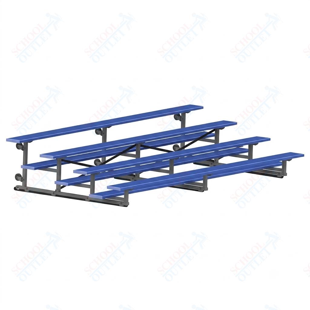Jaypro Sports Bleacher - 4 Row - Tip & Roll, Single Foot Plank, Powder Coated - 15' L (BLCH-4TRGPC) - SchoolOutlet