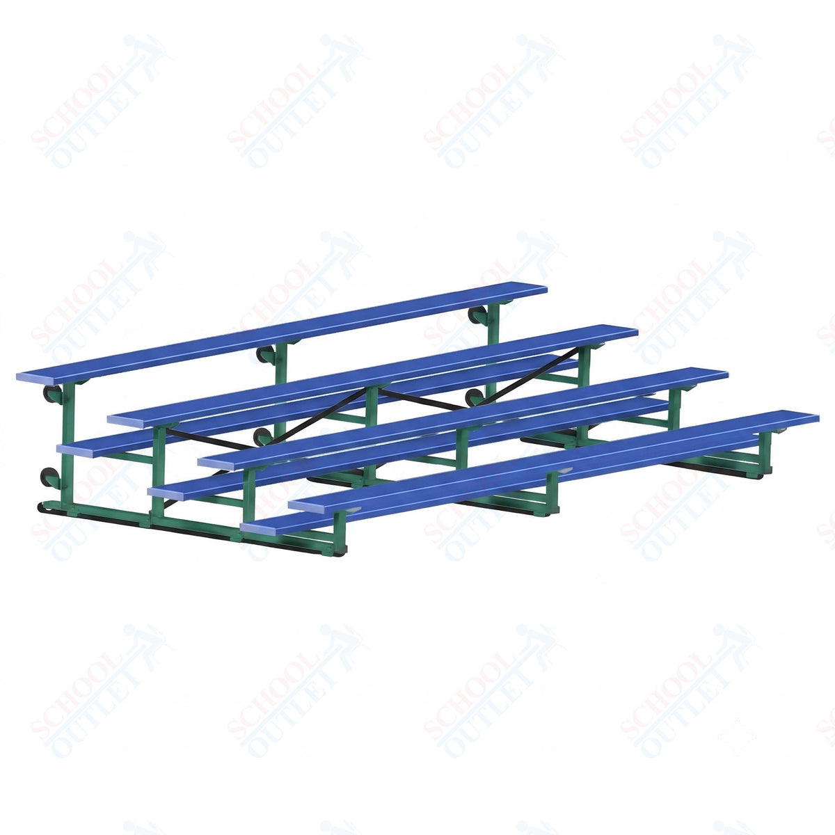 Jaypro Sports Bleacher - 4 Row - Tip & Roll, Single Foot Plank, Powder Coated - 15' L (BLCH-4TRGPC) - SchoolOutlet