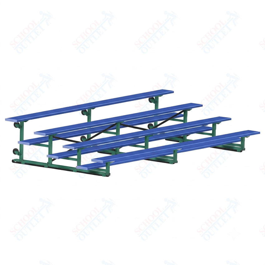 Jaypro Sports Bleacher - 4 Row - Tip & Roll, Single Foot Plank, Powder Coated - 15' L (BLCH-4TRGPC) - SchoolOutlet