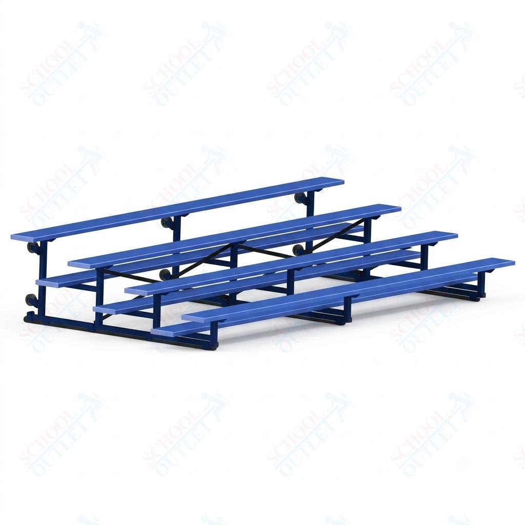 Jaypro Sports Bleacher - 4 Row - Tip & Roll, Single Foot Plank, Powder Coated - 15' L (BLCH-4TRGPC) - SchoolOutlet