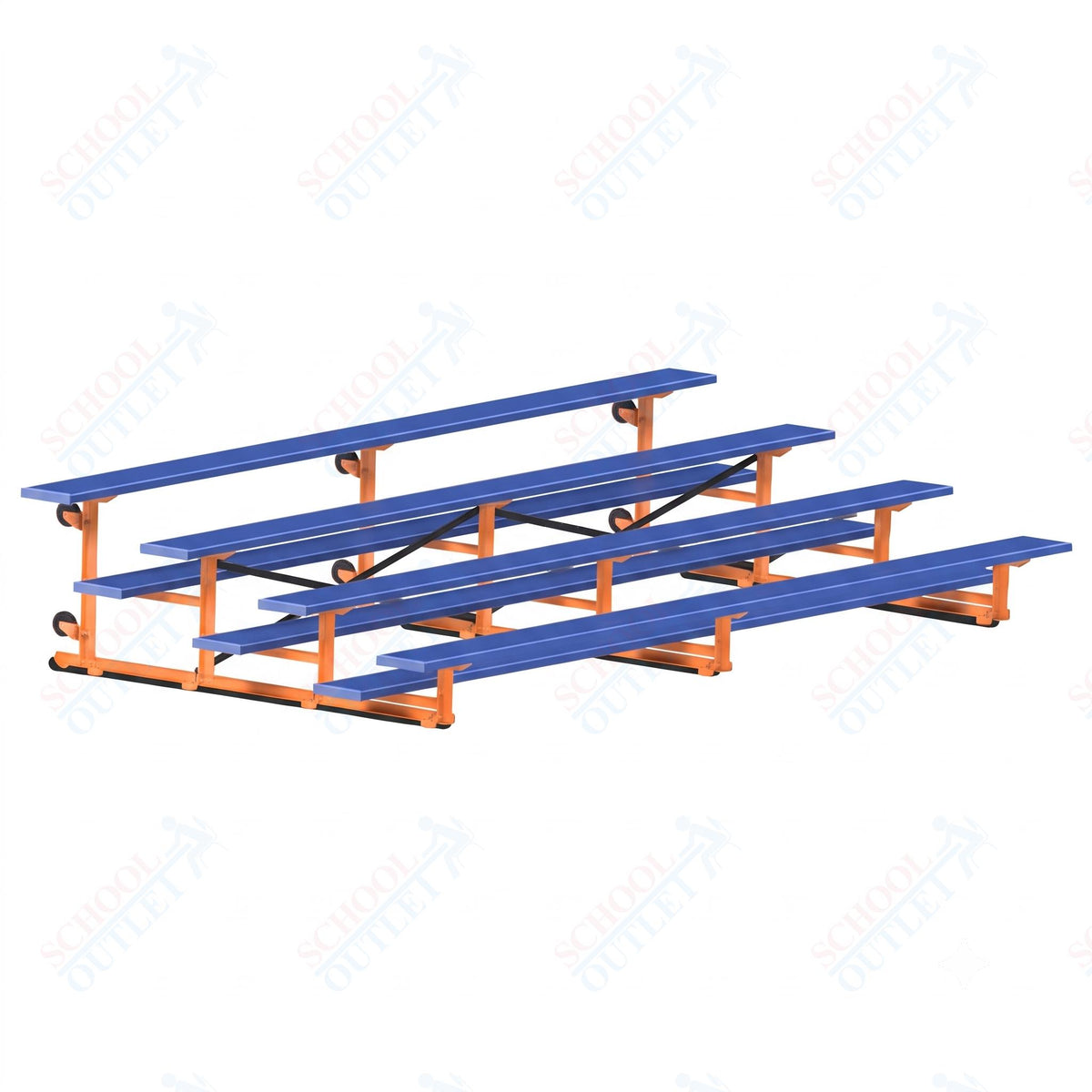 Jaypro Sports Bleacher - 4 Row - Tip & Roll, Single Foot Plank, Powder Coated - 15' L (BLCH-4TRGPC) - SchoolOutlet