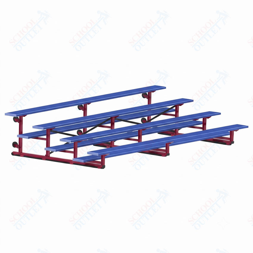 Jaypro Sports Bleacher - 4 Row - Tip & Roll, Single Foot Plank, Powder Coated - 15' L (BLCH-4TRGPC) - SchoolOutlet