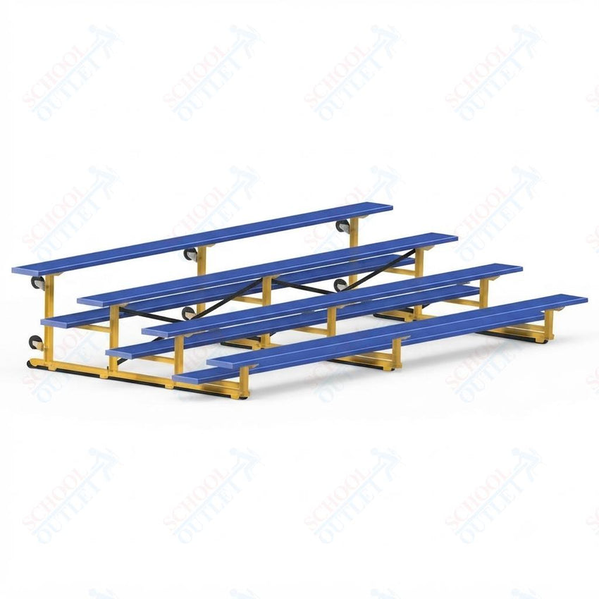 Jaypro Sports Bleacher - 4 Row - Tip & Roll, Single Foot Plank, Powder Coated - 15' L (BLCH-4TRGPC) - SchoolOutlet