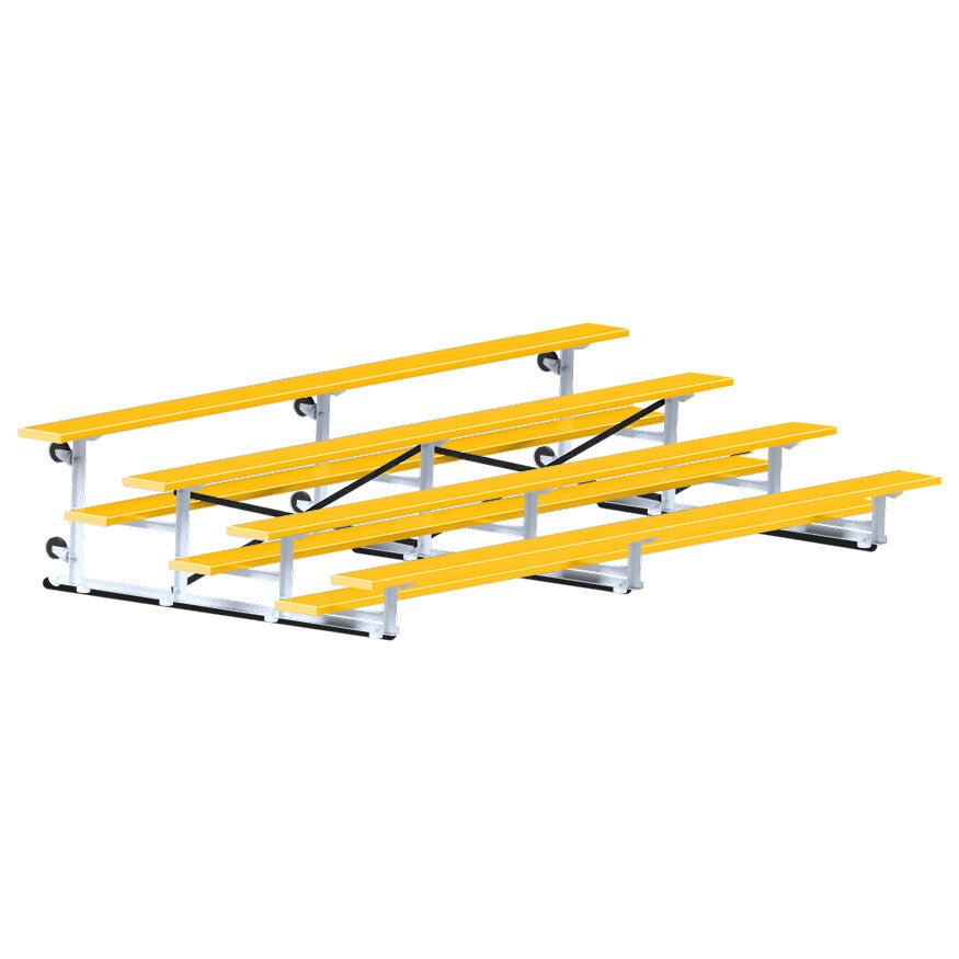 Jaypro Sports Bleacher - 4 Row - Tip & Roll, Single Foot Plank, Powder Coated - 15' L (BLCH-4TRGPC) - SchoolOutlet
