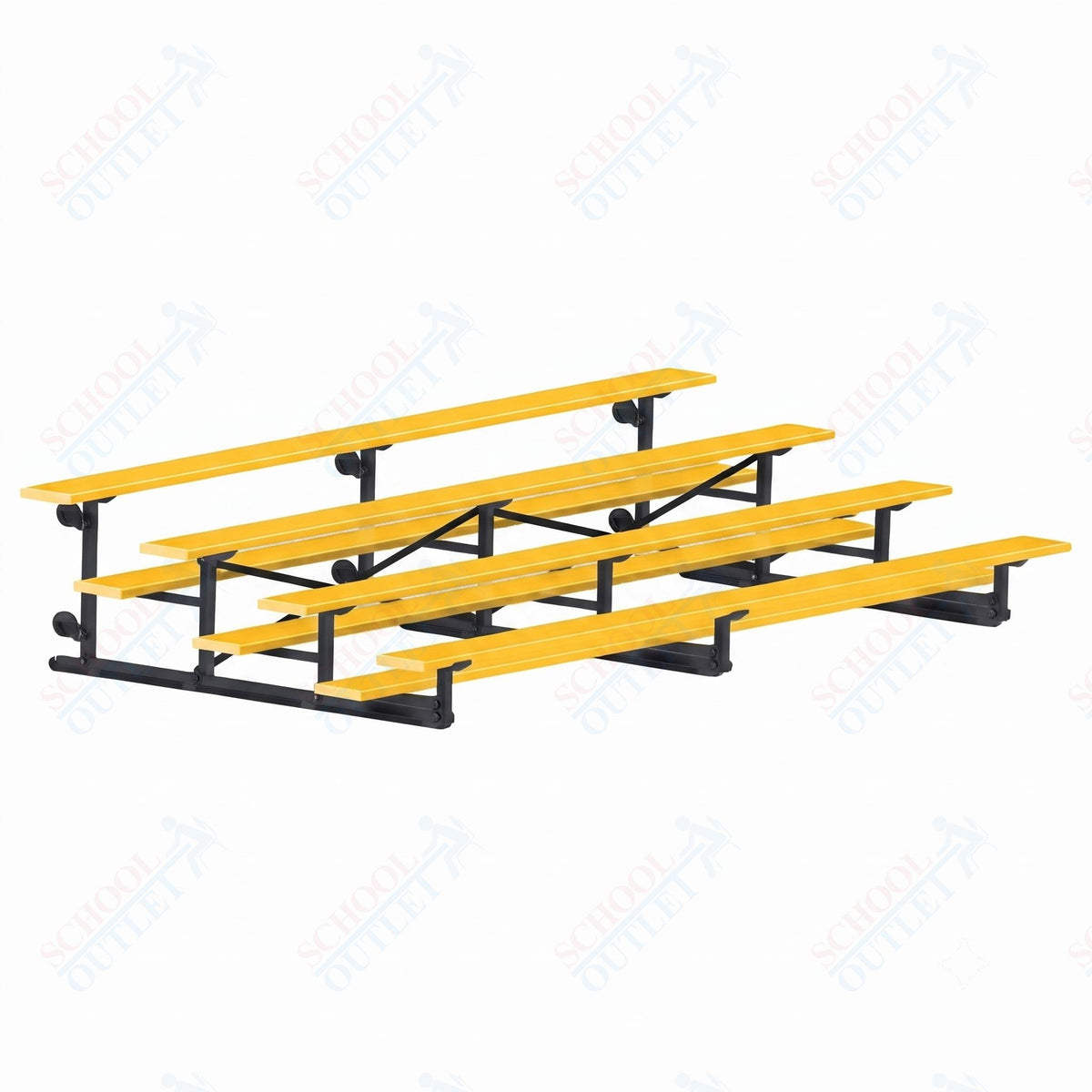 Jaypro Sports Bleacher - 4 Row - Tip & Roll, Single Foot Plank, Powder Coated - 15' L (BLCH-4TRGPC) - SchoolOutlet