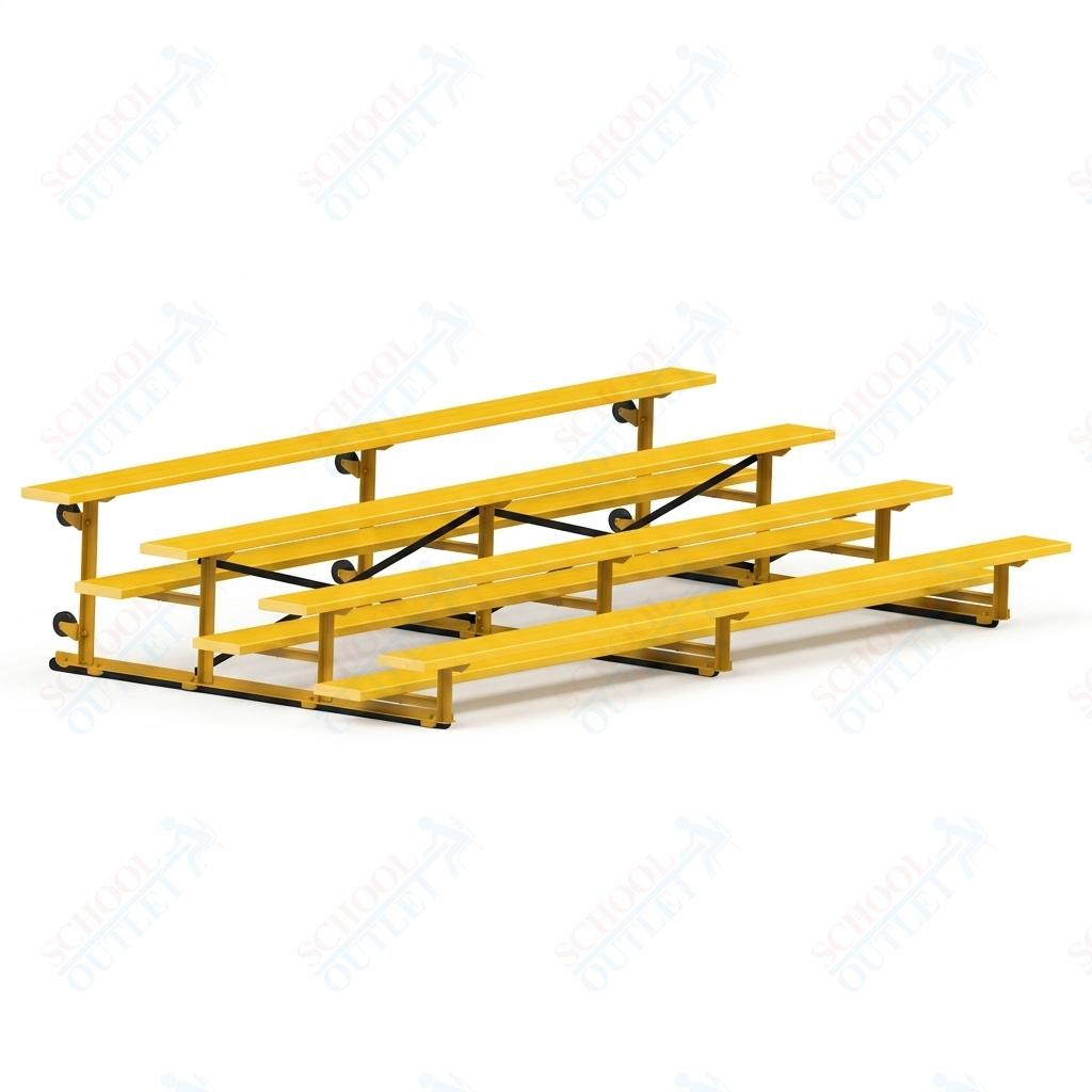 Jaypro Sports Bleacher - 4 Row - Tip & Roll, Single Foot Plank, Powder Coated - 15' L (BLCH-4TRGPC) - SchoolOutlet