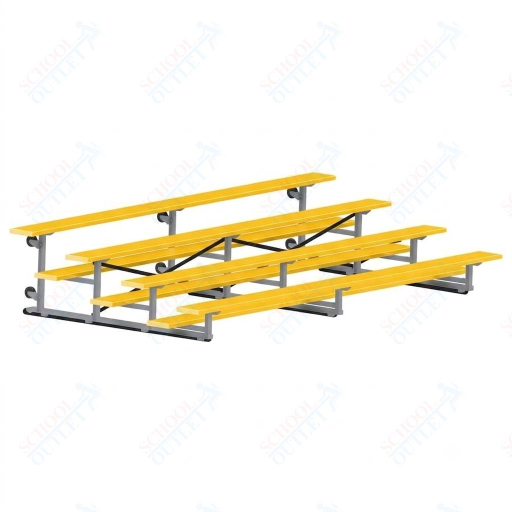 Jaypro Sports Bleacher - 4 Row - Tip & Roll, Single Foot Plank, Powder Coated - 15' L (BLCH-4TRGPC) - SchoolOutlet