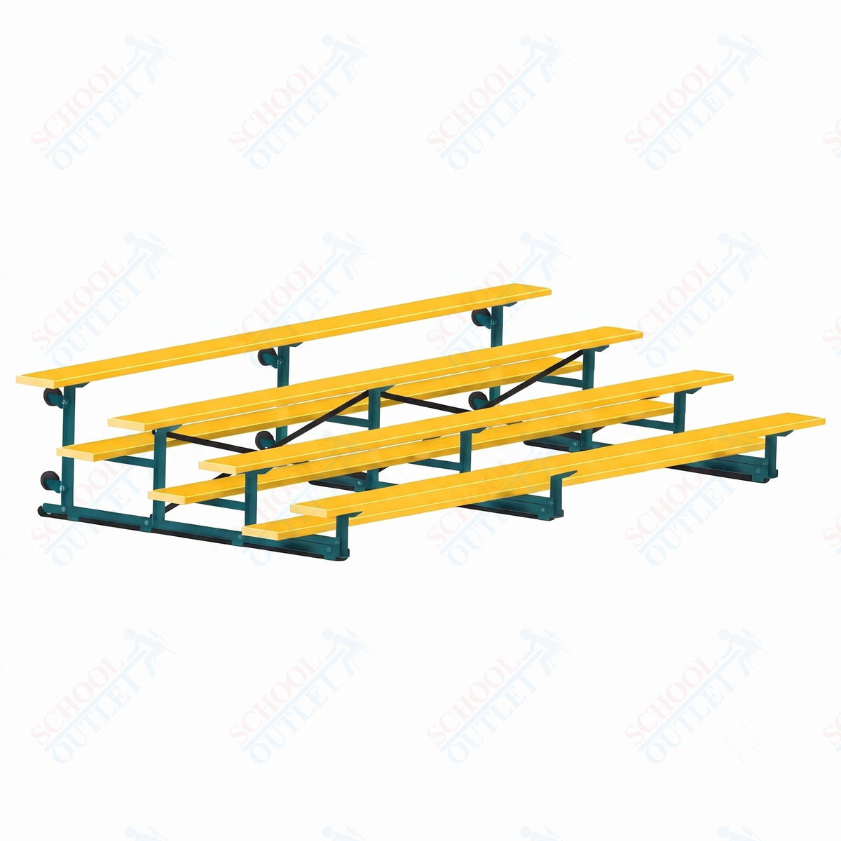 Jaypro Sports Bleacher - 4 Row - Tip & Roll, Single Foot Plank, Powder Coated - 15' L (BLCH-4TRGPC) - SchoolOutlet