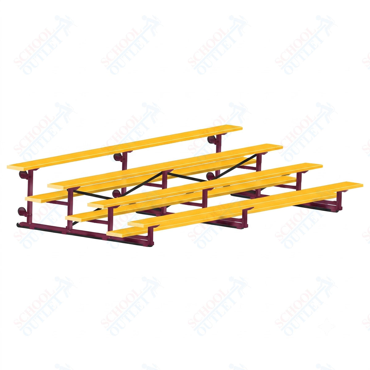 Jaypro Sports Bleacher - 4 Row - Tip & Roll, Single Foot Plank, Powder Coated - 15' L (BLCH-4TRGPC) - SchoolOutlet