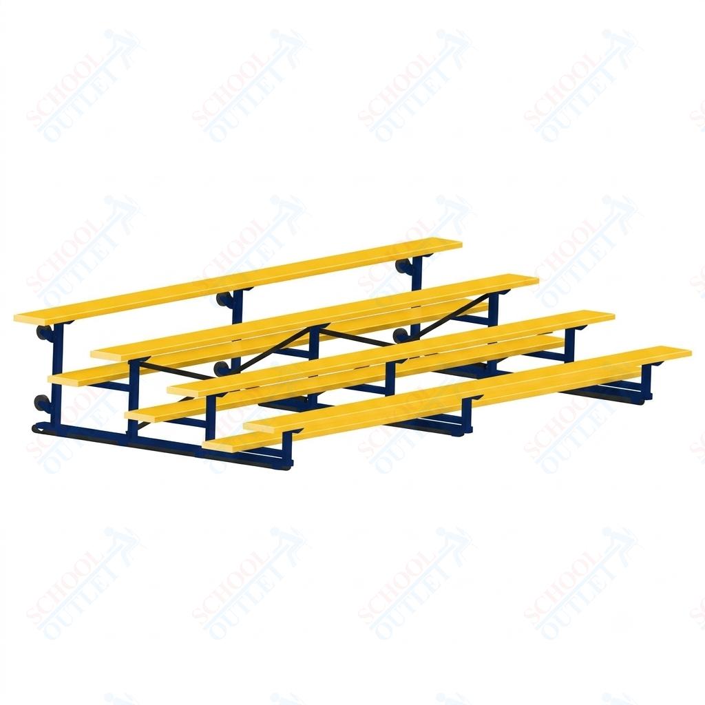 Jaypro Sports Bleacher - 4 Row - Tip & Roll, Single Foot Plank, Powder Coated - 15' L (BLCH-4TRGPC) - SchoolOutlet