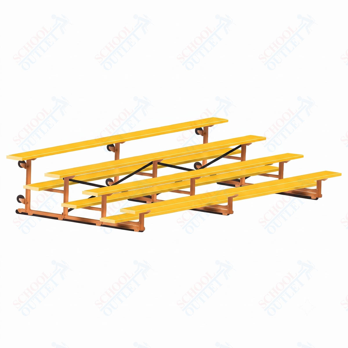 Jaypro Sports Bleacher - 4 Row - Tip & Roll, Single Foot Plank, Powder Coated - 15' L (BLCH-4TRGPC) - SchoolOutlet