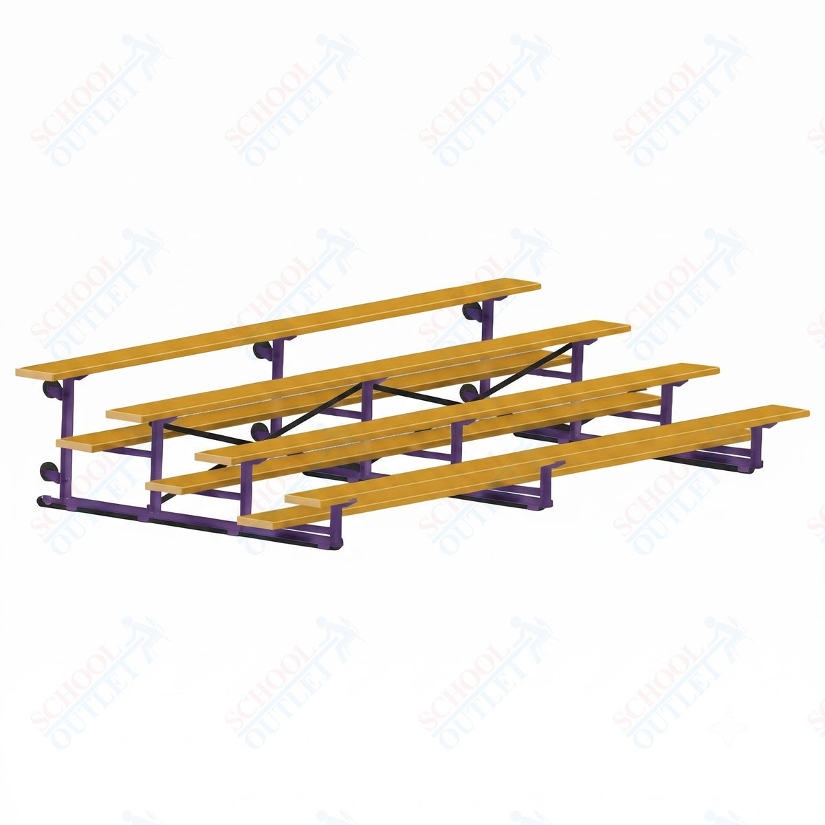 Jaypro Sports Bleacher - 4 Row - Tip & Roll, Single Foot Plank, Powder Coated - 15' L (BLCH-4TRGPC) - SchoolOutlet