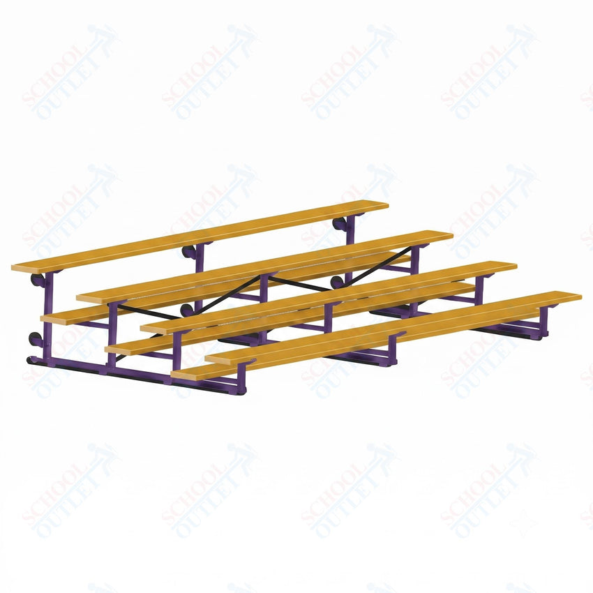 Jaypro Sports Bleacher - 4 Row - Tip & Roll, Single Foot Plank, Powder Coated - 15' L (BLCH-4TRGPC) - SchoolOutlet