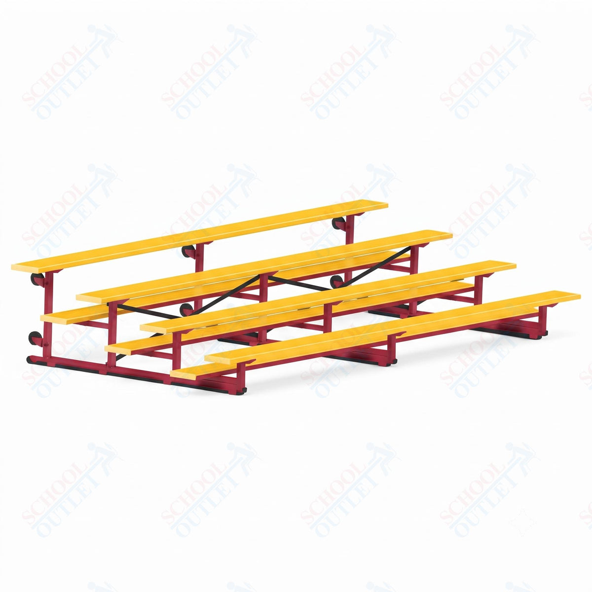 Jaypro Sports Bleacher - 4 Row - Tip & Roll, Single Foot Plank, Powder Coated - 15' L (BLCH-4TRGPC) - SchoolOutlet
