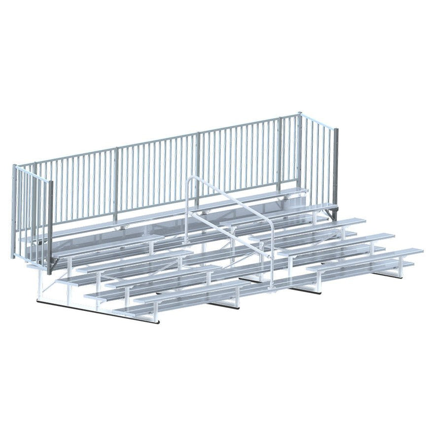 Jaypro Sports Bleacher - 5 Row - Double Foot Plank with Guard Rail & Aisle - 21' L (BLCH - 521ASGR) - SchoolOutlet