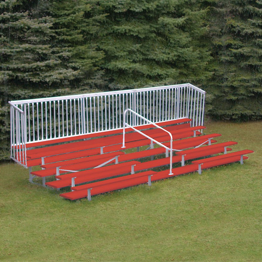 Jaypro Sports Bleacher - 5 Row - Double Foot Plank with Guard Rail & Aisle, Powder Coated - 21' L (BLCH - 521ASGRPC) - SchoolOutlet