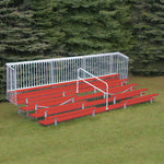 Jaypro Sports Bleacher - 5 Row - Double Foot Plank with Guard Rail & Aisle, Powder Coated - 21' L (BLCH - 521ASGRPC) - SchoolOutlet