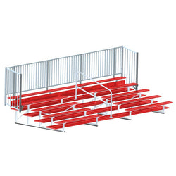 Jaypro Sports Bleacher - 5 Row - Double Foot Plank with Guard Rail & Aisle, Powder Coated - 21' L (BLCH-521ASGRPC)