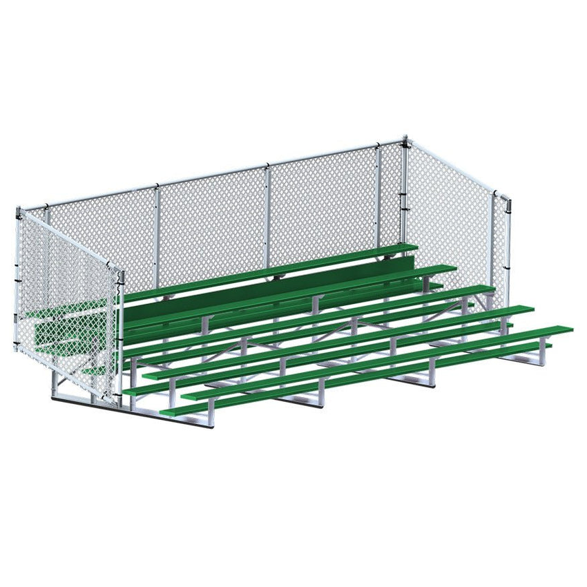 Jaypro Sports Bleacher - Aluminum Bleachers with Chain Link, Powder Coated - Five Rows - 21' L ( BLCH - 521CPC) - SchoolOutlet
