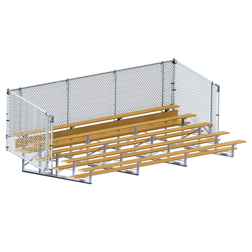 Jaypro Sports Bleacher - Aluminum Bleachers with Chain Link, Powder Coated - Five Rows - 21' L ( BLCH - 521CPC) - SchoolOutlet