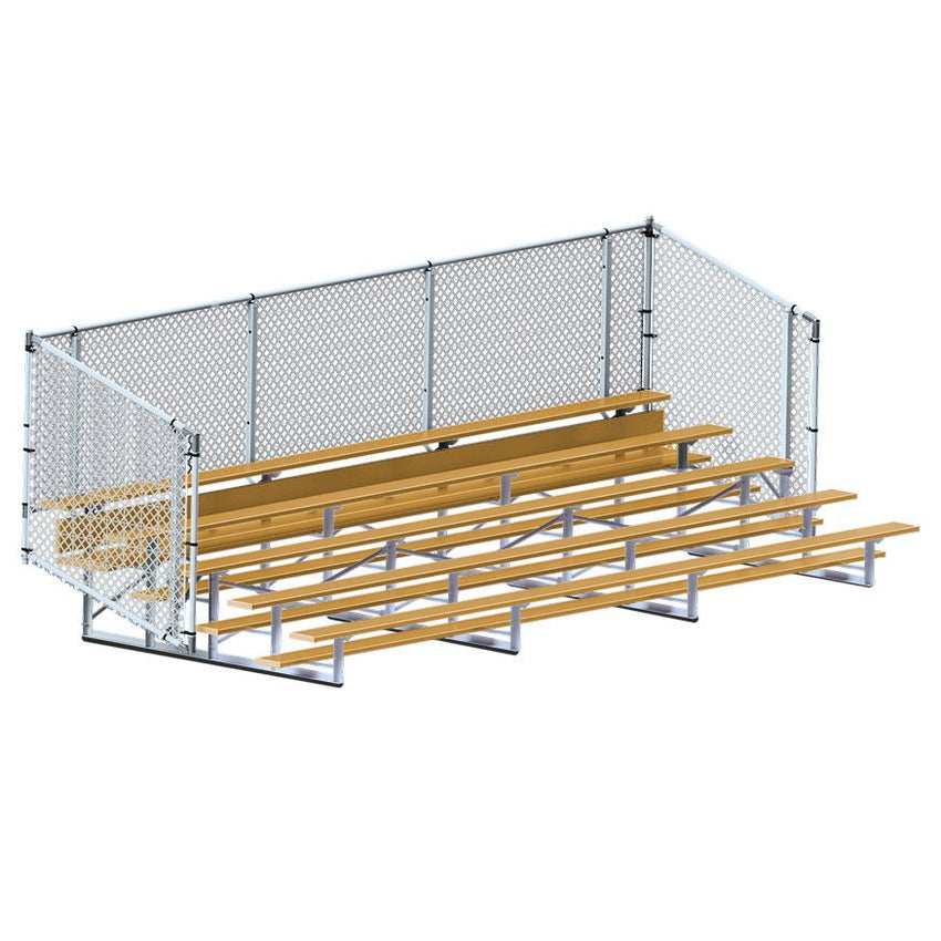 Jaypro Sports Bleacher - Aluminum Bleachers with Chain Link, Powder Coated - Five Rows - 21' L ( BLCH - 521CPC) - SchoolOutlet