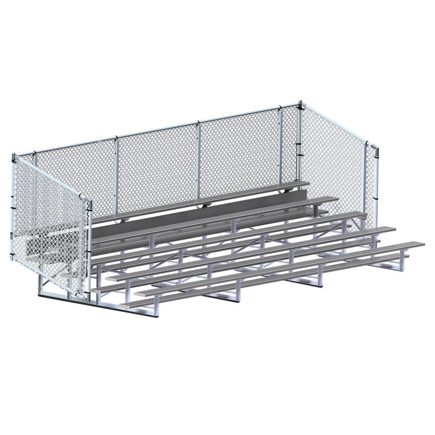 Jaypro Sports Bleacher - Aluminum Bleachers with Chain Link, Powder Coated - Five Rows - 21' L ( BLCH - 521CPC) - SchoolOutlet