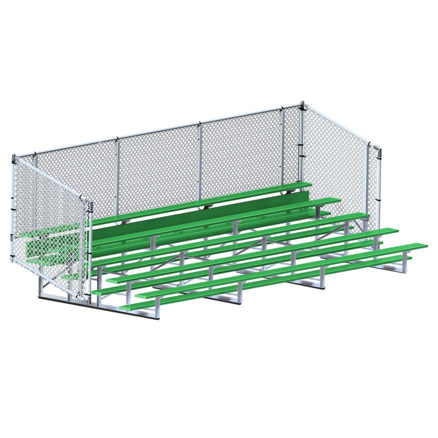 Jaypro Sports Bleacher - Aluminum Bleachers with Chain Link, Powder Coated - Five Rows - 21' L ( BLCH - 521CPC) - SchoolOutlet