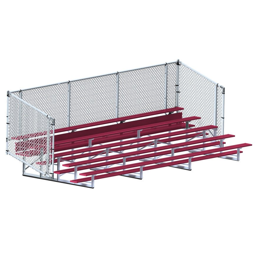 Jaypro Sports Bleacher - Aluminum Bleachers with Chain Link, Powder Coated - Five Rows - 21' L ( BLCH - 521CPC) - SchoolOutlet