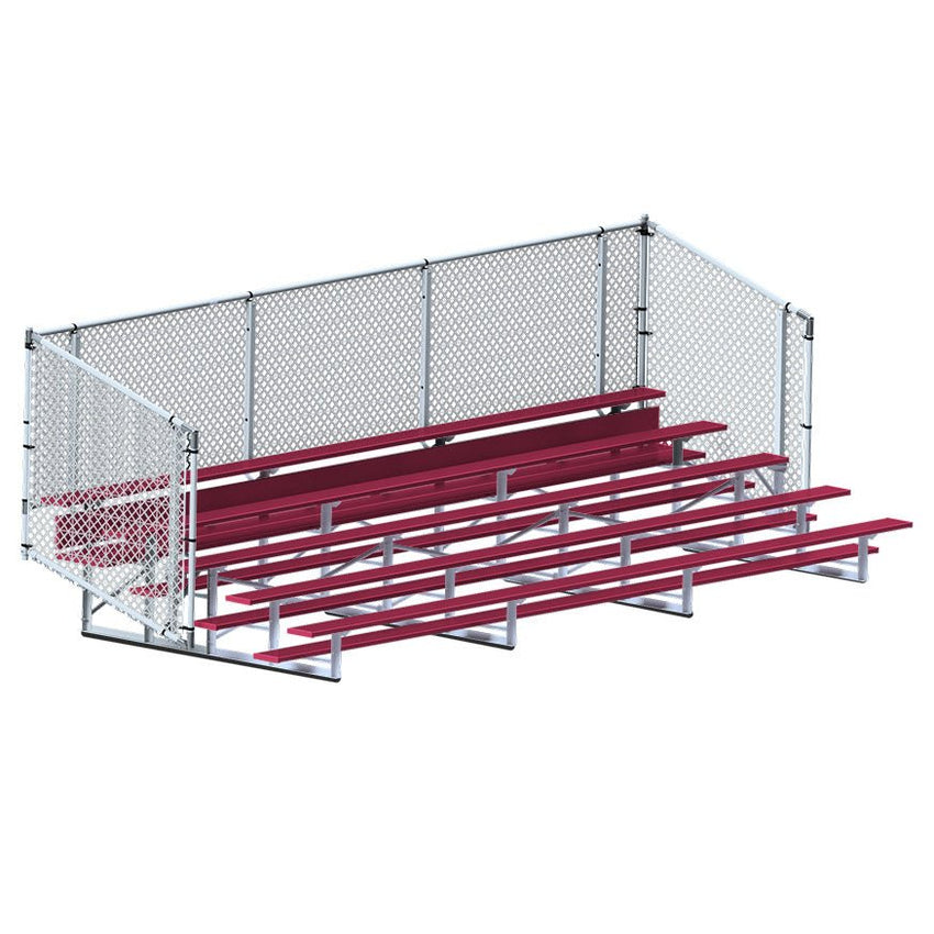 Jaypro Sports Bleacher - Aluminum Bleachers with Chain Link, Powder Coated - Five Rows - 21' L ( BLCH - 521CPC) - SchoolOutlet