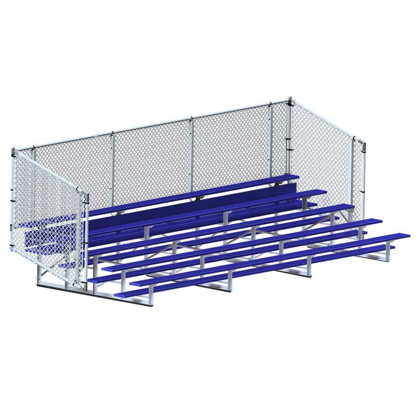 Jaypro Sports Bleacher - Aluminum Bleachers with Chain Link, Powder Coated - Five Rows - 21' L ( BLCH - 521CPC) - SchoolOutlet