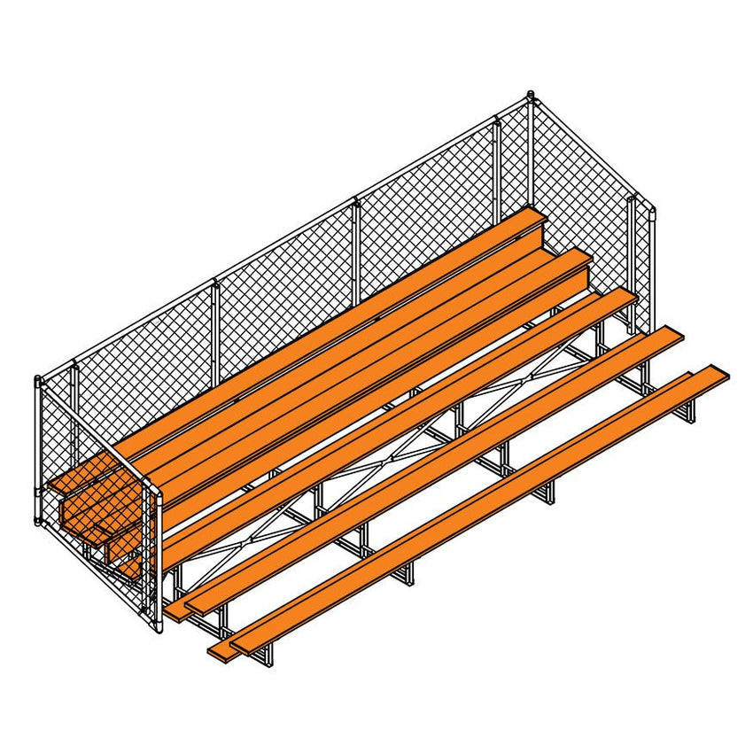 Jaypro Sports Bleacher - Aluminum Bleachers with Chain Link, Powder Coated - Five Rows - 21' L ( BLCH - 521CPC) - SchoolOutlet