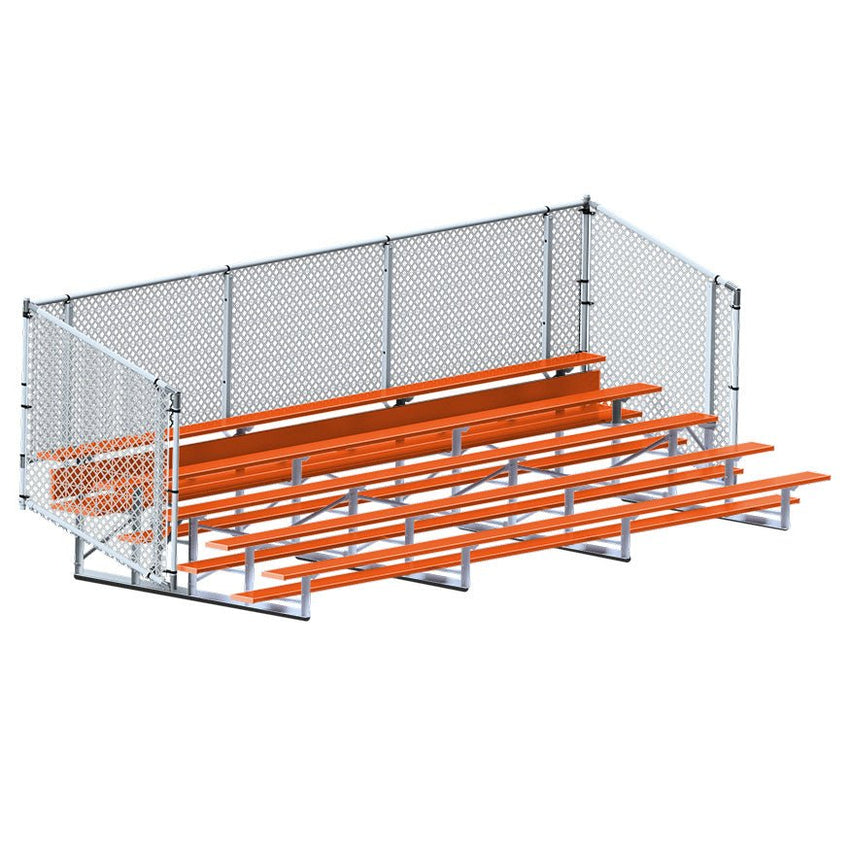 Jaypro Sports Bleacher - Aluminum Bleachers with Chain Link, Powder Coated - Five Rows - 21' L ( BLCH - 521CPC) - SchoolOutlet