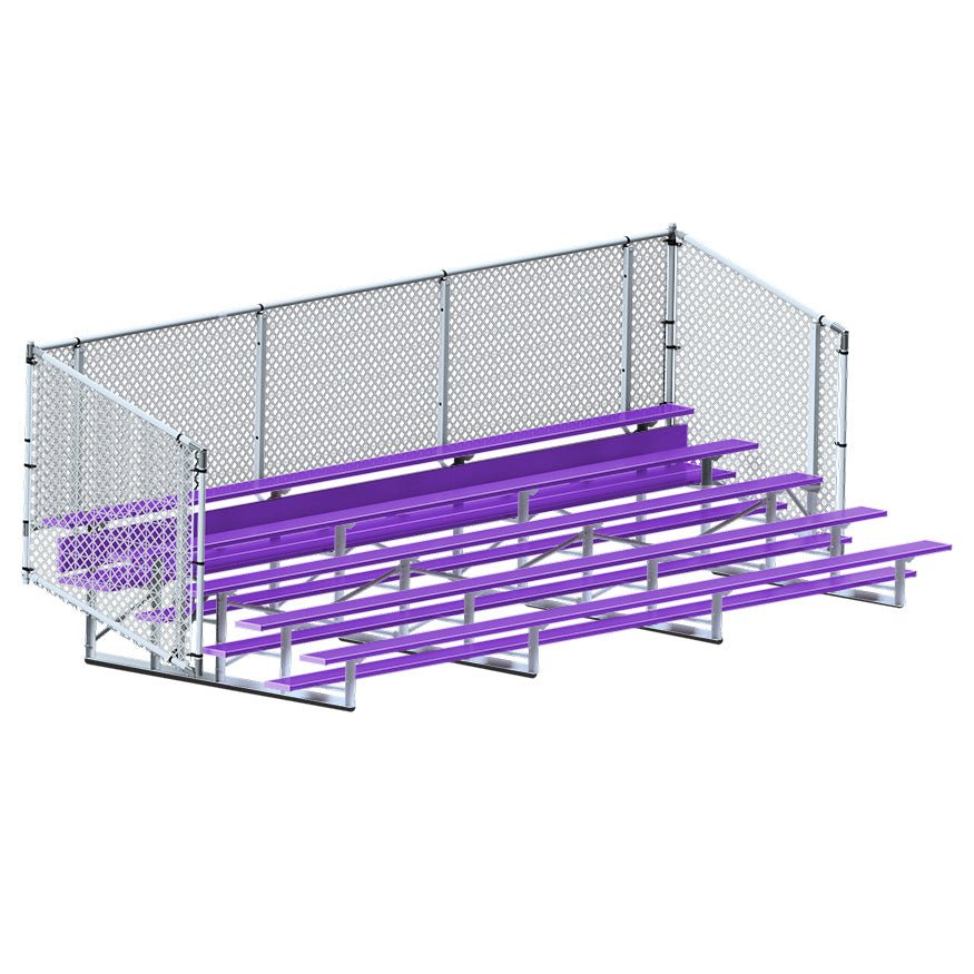 Jaypro Sports Bleacher - Aluminum Bleachers with Chain Link, Powder Coated - Five Rows - 21' L ( BLCH - 521CPC) - SchoolOutlet
